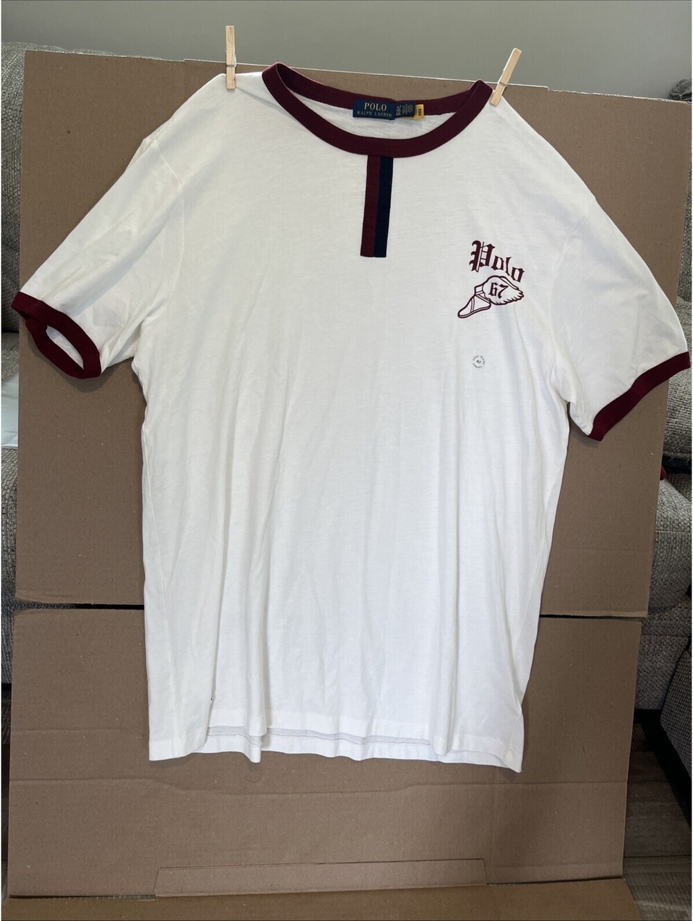 NEW! Polo Ralph Lauren Shirt Men's Size XLT White/Red - Track Club XL Tall $89 - Picture 2 of 9